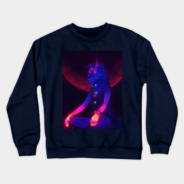 Meditating PsyTigress Crewneck Sweatshirt by PHAZED